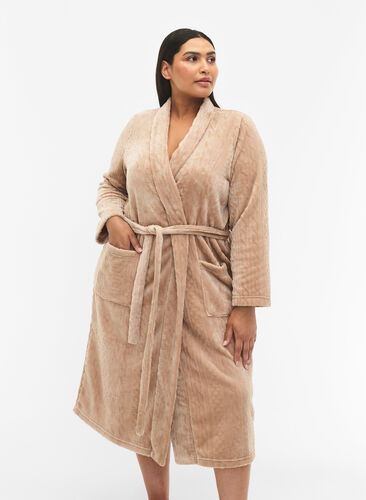Zizzifashion Dressing gown with pockets, Natural, Model image number 0