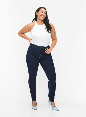 Zizzifashion Amy jeans with a high waist and super slim fit, Dark blue, Model image number 0