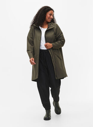 Zizzifashion Raincoat with pockets and hood, Grape Leaf, Model image number 2
