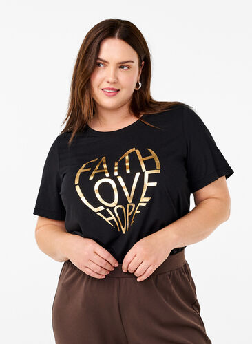 Zizzifashion FLASH - T-shirt with motif, Black Gold Faith, Model image number 0