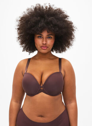 Zizzifashion Moulded bra with cross detail, Chicory Coffee, Model image number 0