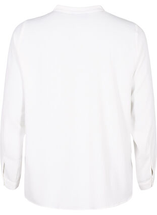 Zizzifashion Long-sleeved shirt blouse with V-neck, Bright White, Packshot image number 1