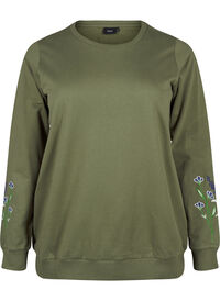 Sweatshirt with embroidered flowers