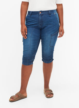 Slim fit capri jeans pockets 42-60 - - Blue Sz. Zizzifashion - with