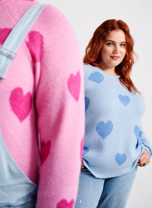 Zizzifashion Pullover with hearts, Ch. Blue/Blue Bonnet, Image image number 0
