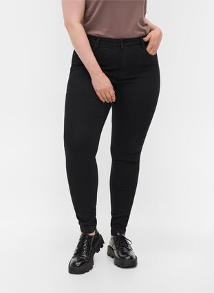 Zizzifashion High-waisted super slim Amy jeans , Black, Model image number 3