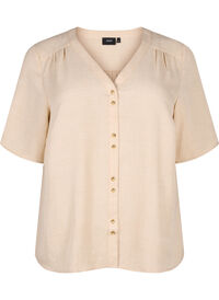 V-neck shirt blouse with short sleeves