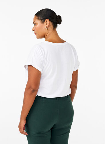 Zizzifashion Short sleeved cotton blend t-shirt, Bright White, Model image number 1