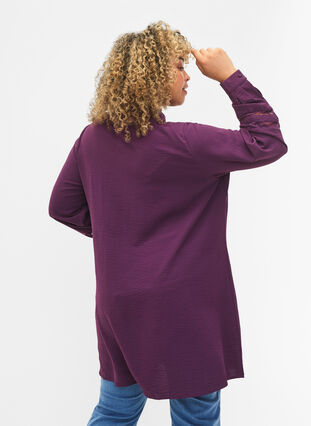 Zizzifashion Long shirt with lace details, Deep Purple, Model image number 1