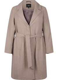 Long wool coat with belt