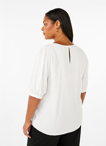 Zizzifashion Viscose blouse with 1/2 sleeves, Bright White, Model image number 1