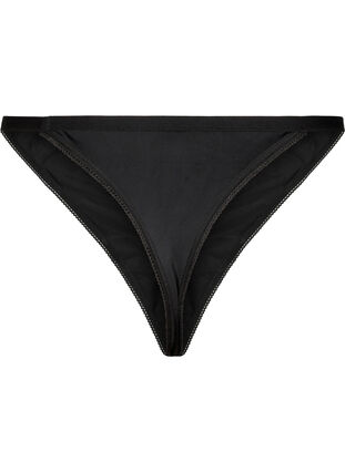 Zizzifashion Microfibre G-string with elasticated waistband, Black, Packshot image number 1