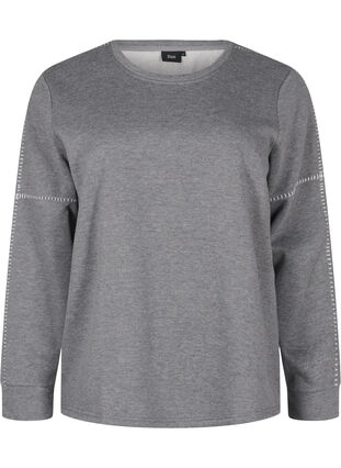 Zizzifashion Sweatshirt with contrast stitching, Medium Grey Mél, Packshot image number 0