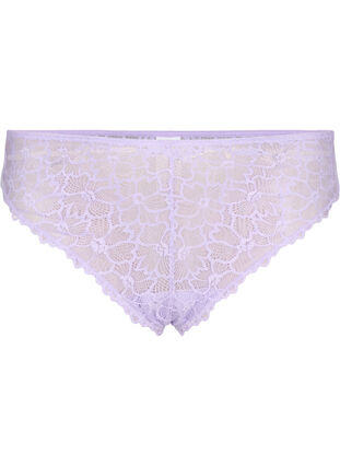 Floral lace thong with regular waist - Purple - Sz. 42-60