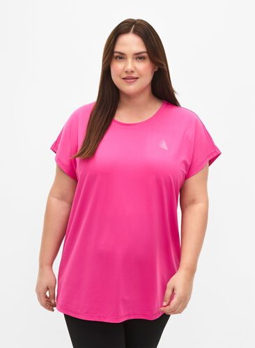 Zizzifashion Short sleeved workout t-shirt, Raspberry Rose, Model image number 0