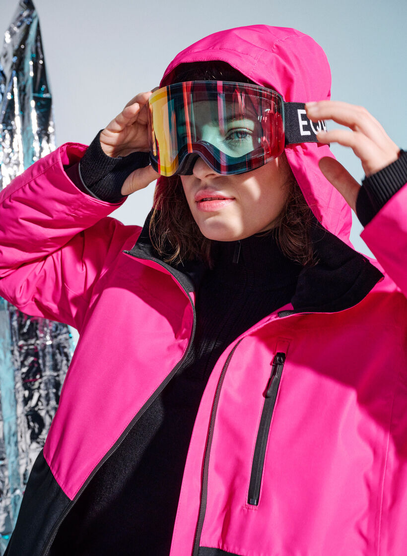 Two-tone ski jacket with Sz. Pink - - 42-60 Zizzifashion hood 