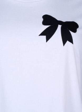 Zizzifashion Cotton T-shirt with bow tie, Bright Wh. W. Black , Packshot image number 2