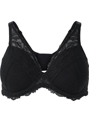 Zizzifashion Padded lace bra with underwire, Black, Packshot image number 0