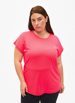 Zizzifashion Short-sleeved workout t-shirt, Neon Diva Pink, Model image number 0