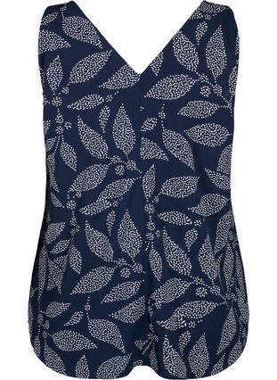 Zizzifashion Floral top with v-neck, Navy B. w. Dot Leaf, Packshot image number 1