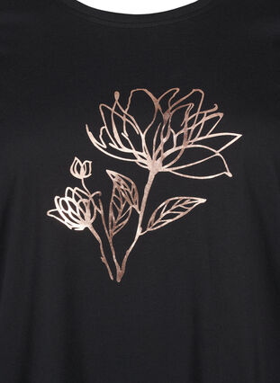 Zizzifashion FLASH - T-shirt with motif, Black R. Gold Flower, Packshot image number 2