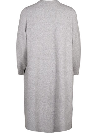 Zizzifashion Long knitted cardigan with pockets, Light Grey Melange, Packshot image number 1