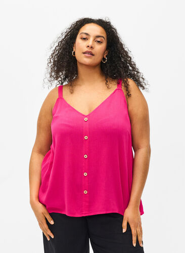 Zizzifashion Viscose top with narrow straps, Raspberry Sorbet, Model image number 0