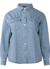 Striped denim shirt with chest pockets