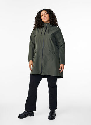 Zizzifashion Rain jacket with pockets and hood, Peat, Model image number 3