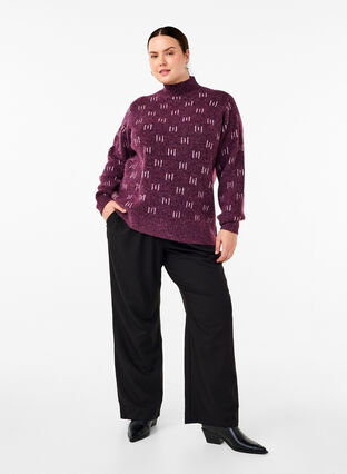 Zizzifashion Knitted blouse with pattern and high neck, Potent P. Mel. Comb, Model image number 2