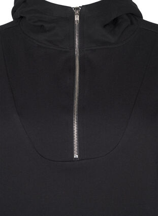 Zizzifashion Sweat tunic with hood and zip, Black, Packshot image number 2