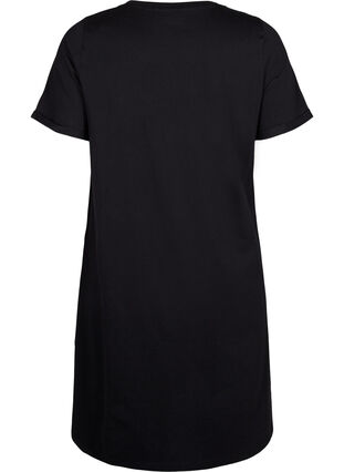 Zizzifashion Short-sleeved nightgown in organic cotton, Black Coffee, Packshot image number 1