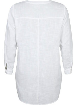Zizzifashion Tunic in cotton with 3/4 sleeves, Bright White, Packshot image number 1