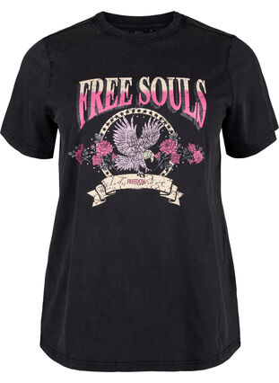Zizzifashion Organic cotton T-shirt with eagle motif, Grey Free Souls, Packshot image number 0