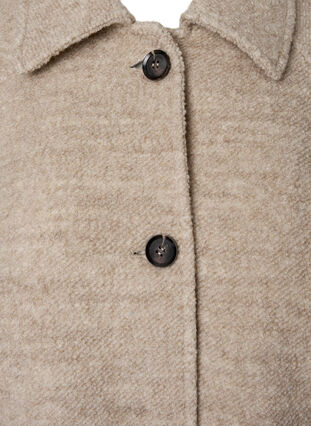 Zizzifashion Plaid bouclé coat with buttons, Simply Taupe, Packshot image number 3