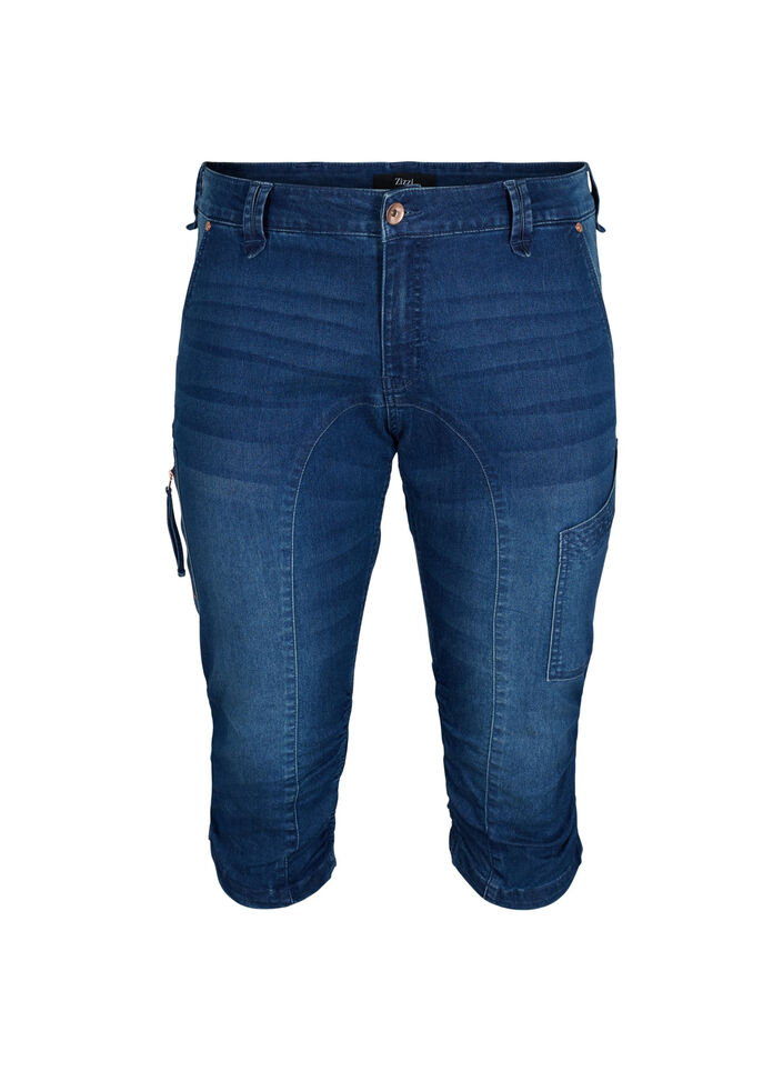 Zizzifashion - Slim - fit - Blue pockets 42-60 Sz. jeans capri with