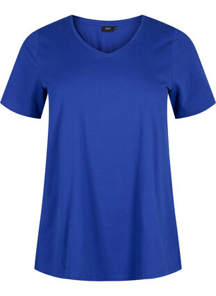 Zizzifashion Solid-coloured basic cotton T-shirt, Sodalite Blue, Packshot image number 0