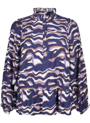 Zizzifashion Blouse with print and an A-line shape, Naval Academy, Packshot image number 0