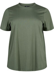 Basic cotton T-shirt with round neck, Thyme, Packshot