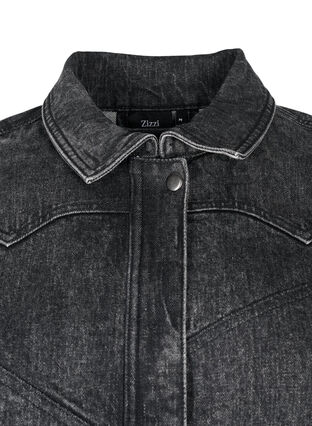 Zizzifashion Denim jacket with hidden zip, Dark Grey Denim, Packshot image number 3