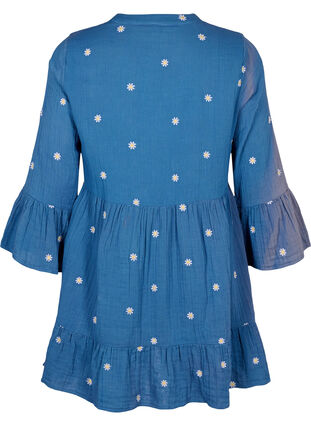 Zizzifashion Soft cotton dress with embroidered flowers, Blue Horizon Daisy, Packshot image number 1