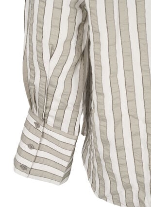 Zizzifashion Loose shirt with stripes, Sand w. Black Stripe, Packshot image number 3