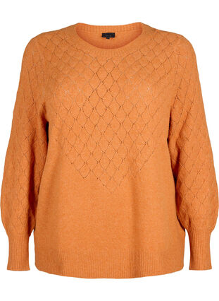 Zizzifashion Knitted blouse with lace pattern, Marmelade Mel., Packshot image number 0