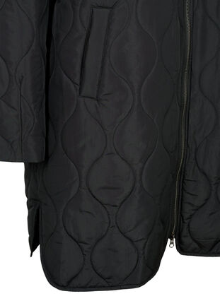 Zizzifashion Long quilted jacket with pockets and zipper, Black, Packshot image number 3