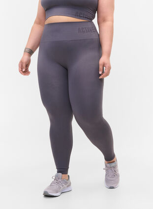 Workout leggings with ribbed structure - Grey - Sz. 42-60 - Zizzifashion