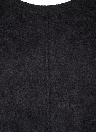 Zizzifashion Knitted blouse with a round neck and center seam, Dark Grey Melange, Packshot image number 2