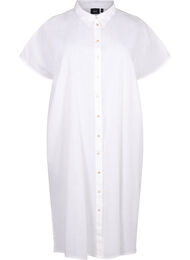 Long shirt in cotton blend with linen, Bright White, Packshot