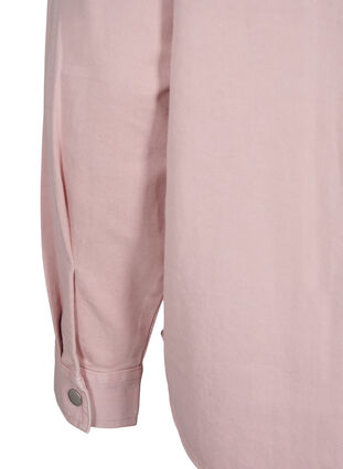 Zizzifashion Solid-colored denim shirt with chest pockets, Pale Mauve, Packshot image number 4