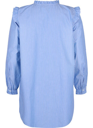 Zizzifashion Striped tunic with ruffle details, Princess Blue W. St., Packshot image number 1