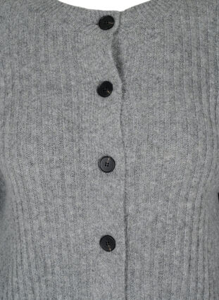 Zizzifashion Ribbed knitted cardigan with buttons, Medium Grey Melange, Packshot image number 2